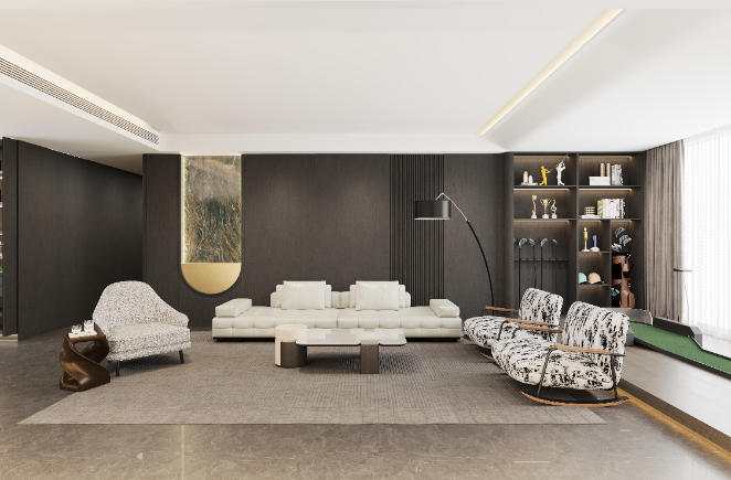 意式极简宅邸丨暗黑色系+雅金归纳古代豪宅潮水范